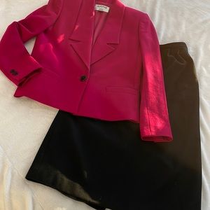 KASPER for ASL wool suit with magenta blazer and black pencil skirt size 6
